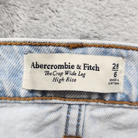 Abercrombie & Fitch Jeans Womens 28/6 Blue Crop Wide Leg High‎ Rise Light Wash - Picture 5 of 12